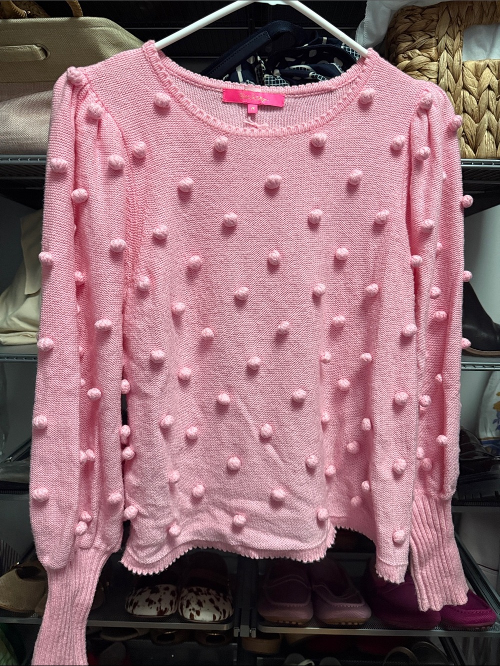 Lilly Pulitzer Pink Pom-Pom Crewneck Sweater